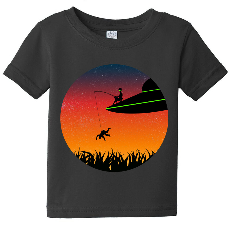 Colourful, Funny Design Of An Alien Gone Fishing-cyike Baby Tee by Adcock Salmon | Artistshot