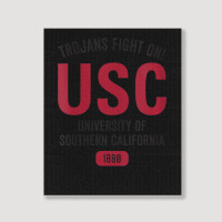 Usc Womens Trojans Fight On! Simple Stack Cardinal Black V-neck Portrait Canvas Print | Artistshot