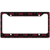 Usc Womens Trojans Fight On! Simple Stack Cardinal Black V-neck License Plate Frame | Artistshot