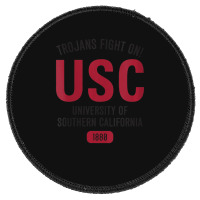 Usc Womens Trojans Fight On! Simple Stack Cardinal Black V-neck Round Patch | Artistshot