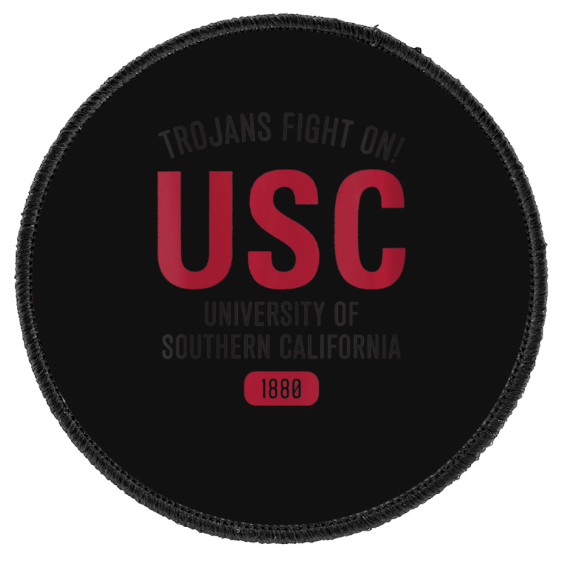 Usc Womens Trojans Fight On! Simple Stack Cardinal Black V-neck Round Patch | Artistshot