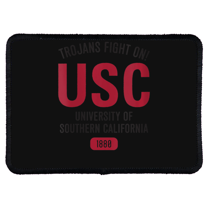 Usc Womens Trojans Fight On! Simple Stack Cardinal Black V-neck Rectangle Patch | Artistshot