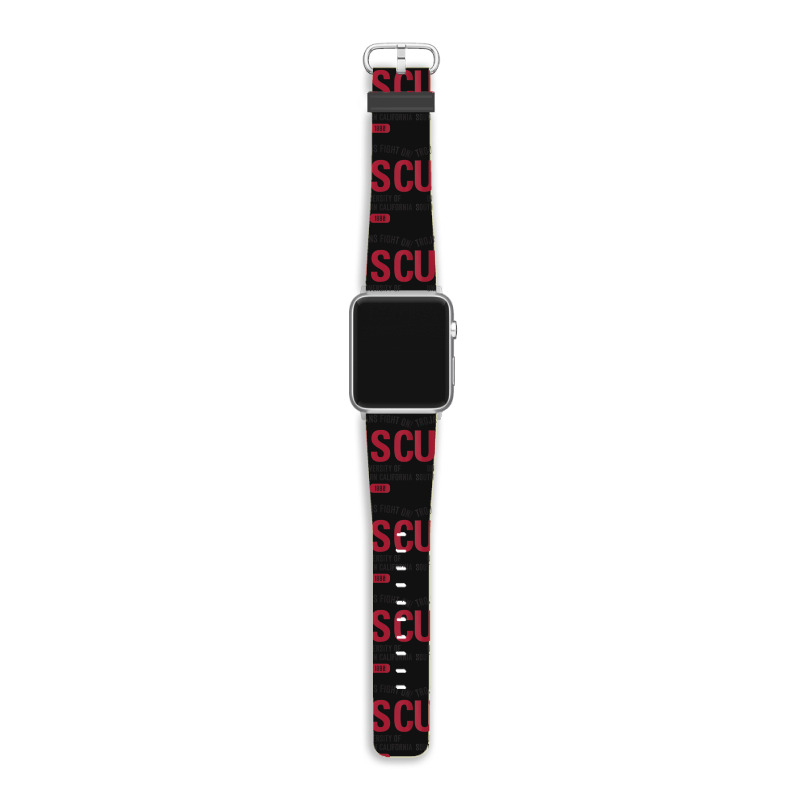 Usc Womens Trojans Fight On! Simple Stack Cardinal Black V-neck Apple Watch Band | Artistshot