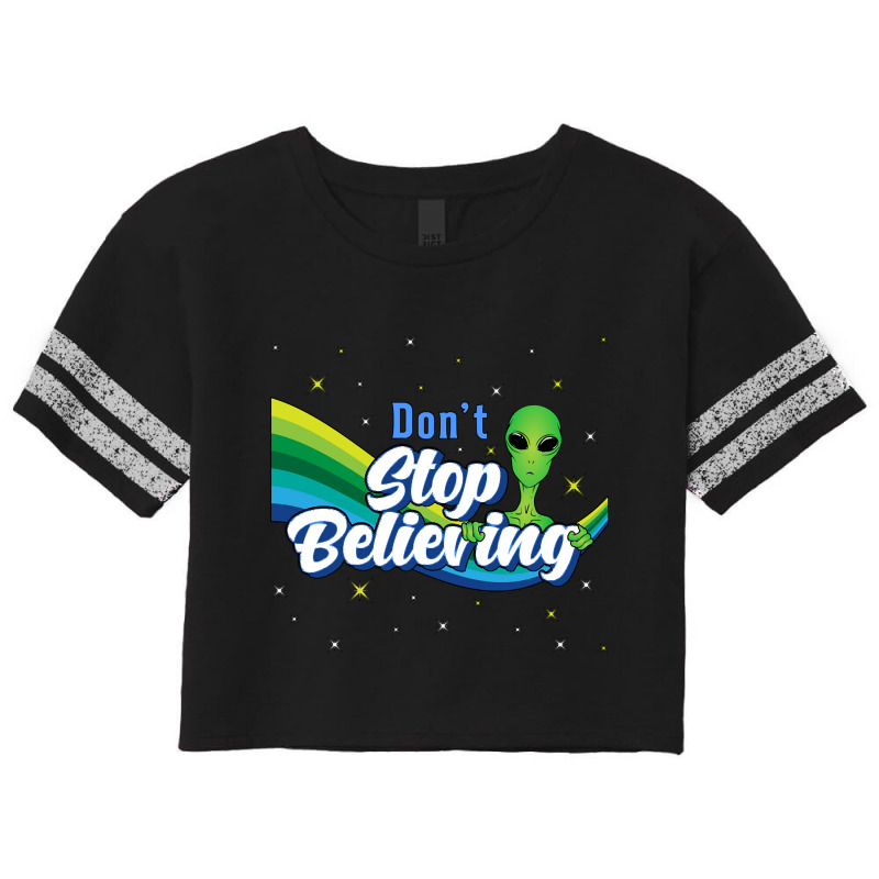 Don?t Stop Believing Alien Ufo Head Space Scorecard Crop Tee by Adcock Salmon | Artistshot