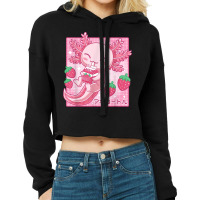 Kawaii Axolotl Strawberry Milk Shake Carton Japanese Anime T Shirt Cropped Hoodie | Artistshot