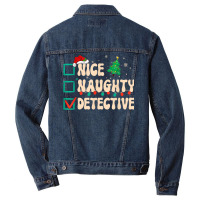 Nice Naughty Detective Christmas List Investigator Groovy Men Denim Jacket | Artistshot