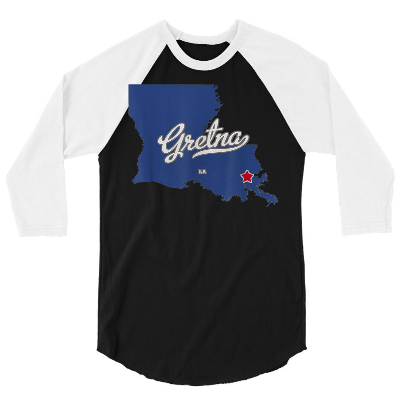 Gretna Louisiana La Map T Shirt 3/4 Sleeve Shirt | Artistshot