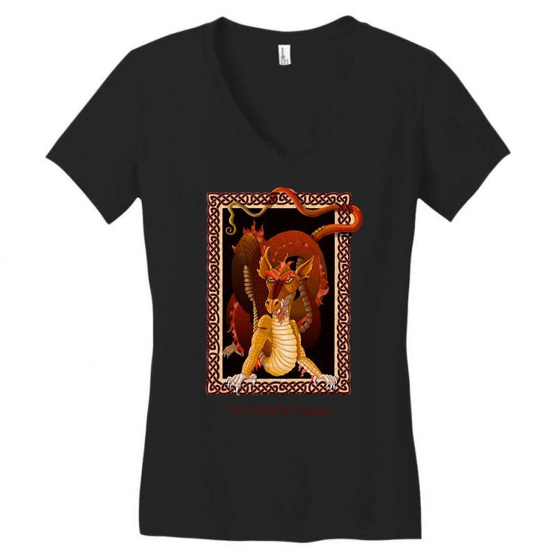 Here There Be Dragons Women's V-Neck T-Shirt by Kenlofu52 | Artistshot