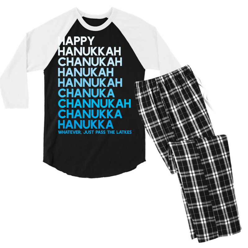 Happy Hanukkah Jewish Holiday Chanukah Menorah Dreidel Men's 3/4 Sleeve Pajama Set | Artistshot