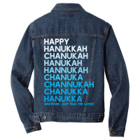 Happy Hanukkah Jewish Holiday Chanukah Menorah Dreidel Men Denim Jacket | Artistshot