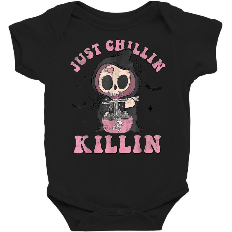 Just Chillin Killin Death Skeleton Halloween Groovy Ghost Baby Bodysuit by Outpost | Artistshot