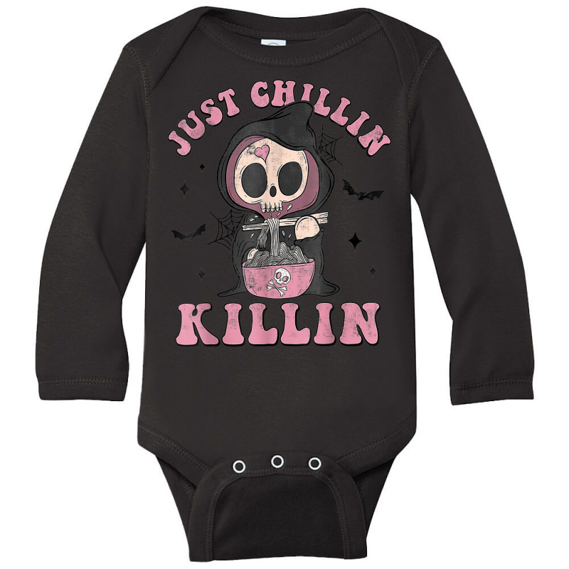 Just Chillin Killin Death Skeleton Halloween Groovy Ghost Long Sleeve Baby Bodysuit by Outpost | Artistshot