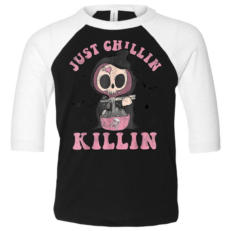 Just Chillin Killin Death Skeleton Halloween Groovy Ghost Toddler 3/4 Sleeve Tee by Outpost | Artistshot