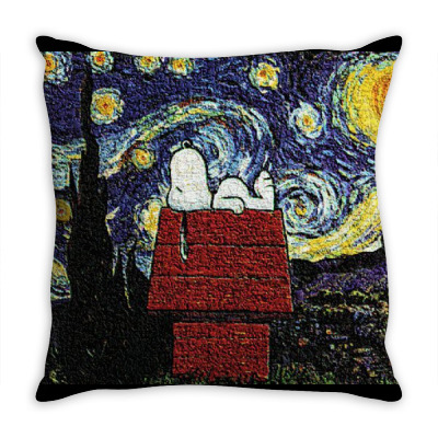 Snoopy Van Gogh Throw Pillow Designed By Salmanaz