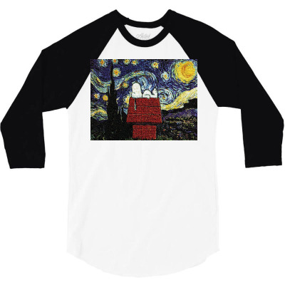 Snoopy Van Gogh 3/4 Sleeve Shirt Designed By Salmanaz
