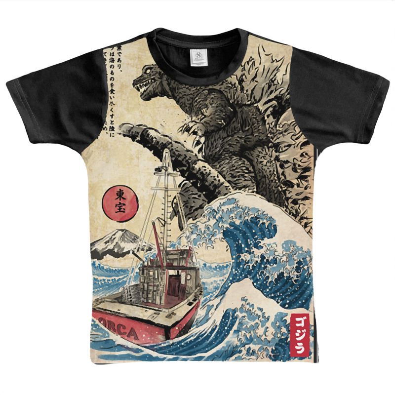 Orca In Japan Woodblack (back) Graphic Youth T-shirt | Artistshot