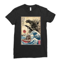 Orca In Japan Woodblack (back) Ladies Fitted T-shirt | Artistshot