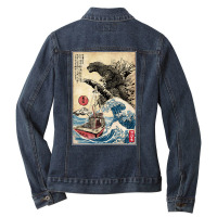 Orca In Japan Woodblack (back) Ladies Denim Jacket | Artistshot