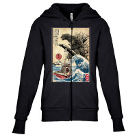 Orca In Japan Woodblack (back) Youth Zipper Hoodie | Artistshot