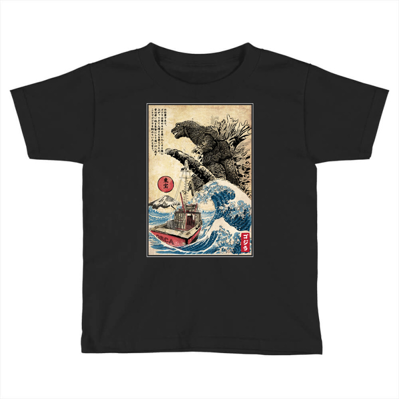 Orca In Japan Woodblack (back) Toddler T-shirt | Artistshot