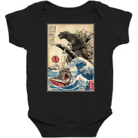 Orca In Japan Woodblack (back) Baby Bodysuit | Artistshot