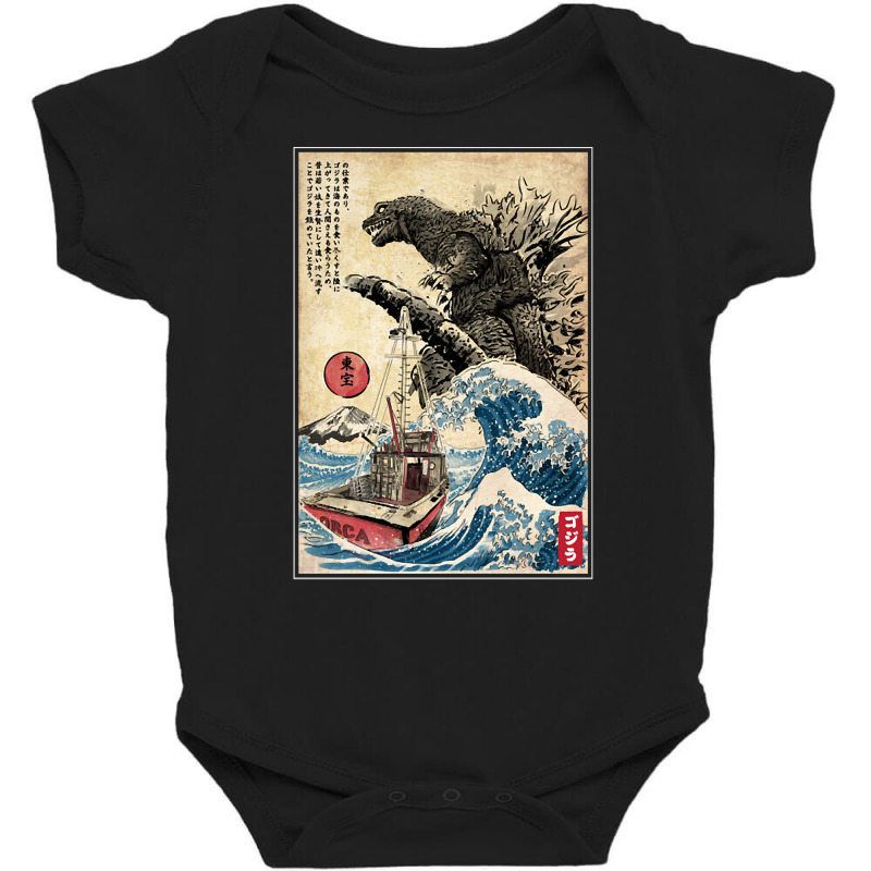 Orca In Japan Woodblack (back) Baby Bodysuit | Artistshot