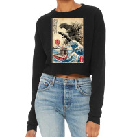 Orca In Japan Woodblack (back) Cropped Sweater | Artistshot