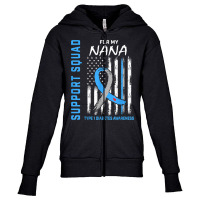 T1d Awareness Flag Nana Type 1 One Diabetes Matching Family Youth Zipper Hoodie | Artistshot