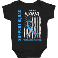 T1d Awareness Flag Nana Type 1 One Diabetes Matching Family Baby Bodysuit | Artistshot