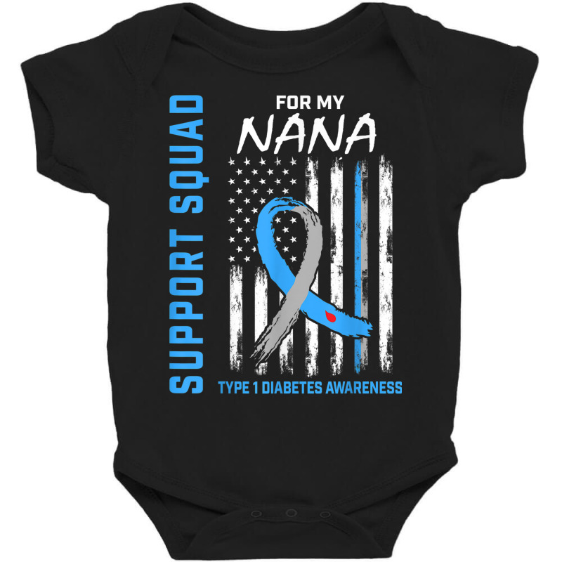 T1d Awareness Flag Nana Type 1 One Diabetes Matching Family Baby Bodysuit by Clinical | Artistshot