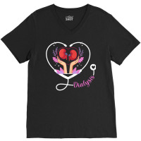 Womens Dialysis Technician Nurse   Heartbeat Kidney Dialysis Nurse T S V-neck Tee | Artistshot