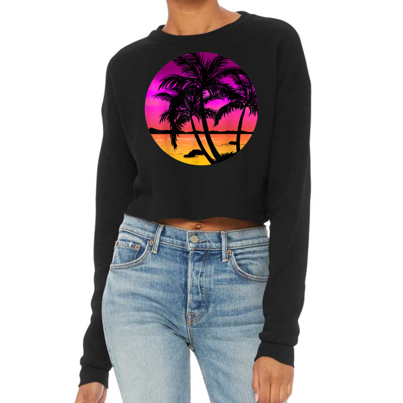 Beach Trees Retro Palm Summer Tropical Island Girls Gift Cropped Sweater by CruzChapman | Artistshot