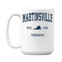 Martinsville Virginia Va Vintage Athletic Navy Sports Design Long Slee 15 Oz Coffee Mug | Artistshot