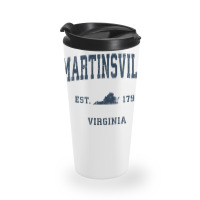 Martinsville Virginia Va Vintage Athletic Navy Sports Design Long Slee Travel Mug | Artistshot