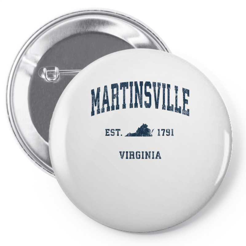 Martinsville Virginia Va Vintage Athletic Navy Sports Design Long Slee Pin-back Button | Artistshot