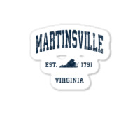 Martinsville Virginia Va Vintage Athletic Navy Sports Design Long Slee Sticker | Artistshot