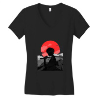 Samurai With Sunset Women's V-neck T-shirt | Artistshot