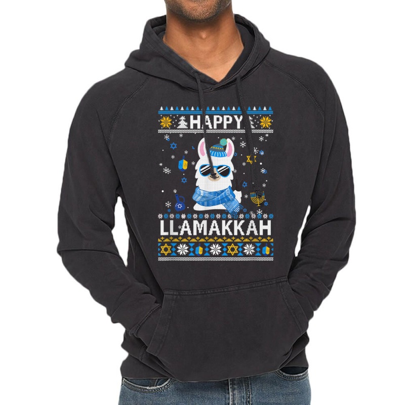 Happy Llamakkah Llama Ugly Hanukkah Ugly Sweater Vintage Hoodie | Artistshot