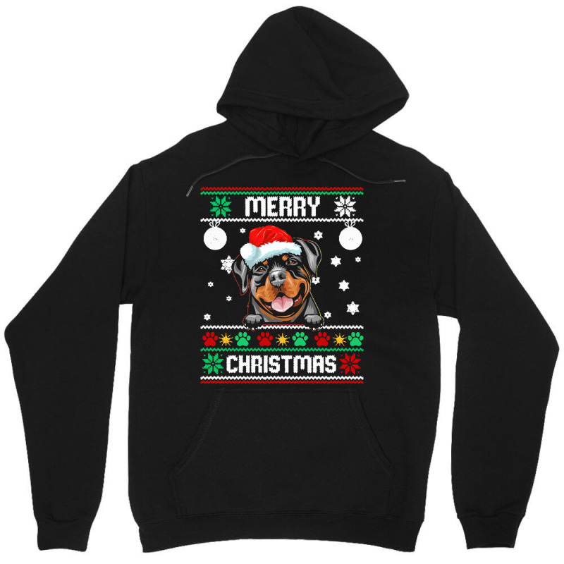 Ugly Merry Christmas Rottweiler Dog Xmas Dog Lover Christmas Gift Unisex Hoodie | Artistshot