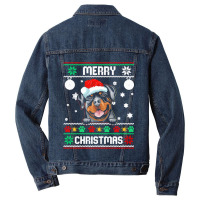 Ugly Merry Christmas Rottweiler Dog Xmas Dog Lover Christmas Gift Men Denim Jacket | Artistshot