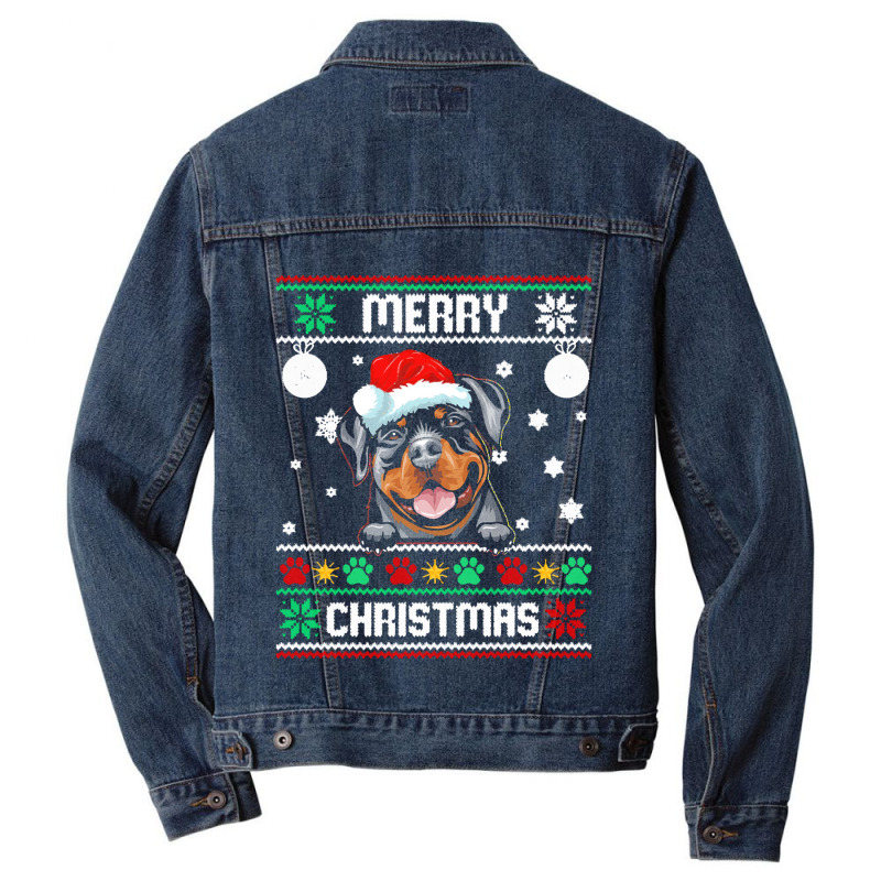 Ugly Merry Christmas Rottweiler Dog Xmas Dog Lover Christmas Gift Men Denim Jacket | Artistshot