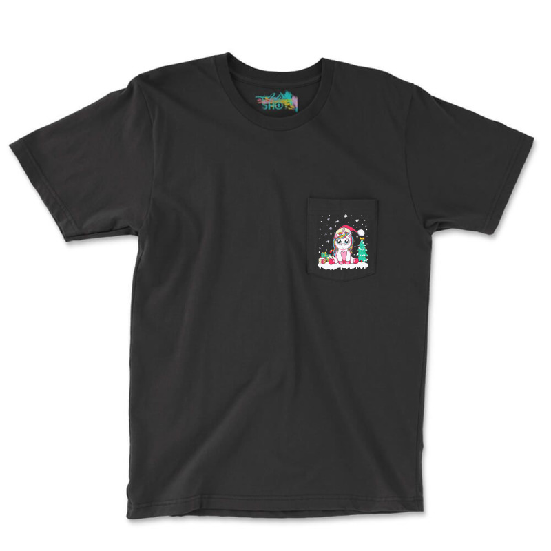 Unicorn Christmas Cute Unicorn Christmas Girls Xmas Deer Christmas Pocket T-shirt | Artistshot