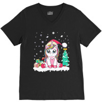 Unicorn Christmas Cute Unicorn Christmas Girls Xmas Deer Christmas V-neck Tee | Artistshot