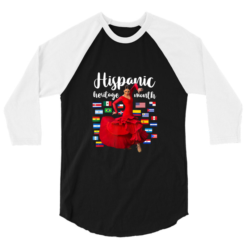 Hispanic Heritage Month Proud Latin Dance Countries Flags 3/4 Sleeve Shirt by WilliamStinnett | Artistshot