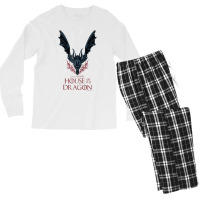 House Of The Dragon Dark Wings Spread Raglan Baseball Tee Men's Long Sleeve Pajama Set | Artistshot