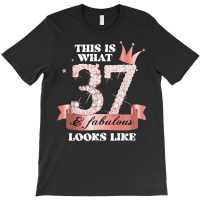 37 & Fabulous I Black Peach Party Group Candid Photo Outfit T Shirt T-shirt | Artistshot