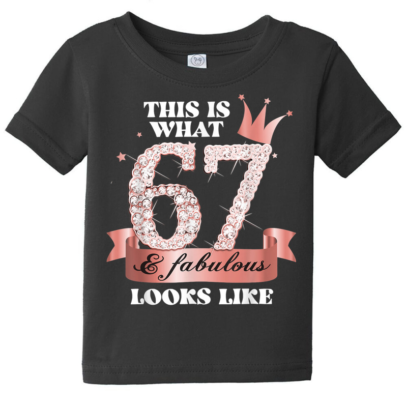 67 & Fabulous I Black Peach Party Group Candid Photo Outfit T Shirt Baby Tee | Artistshot