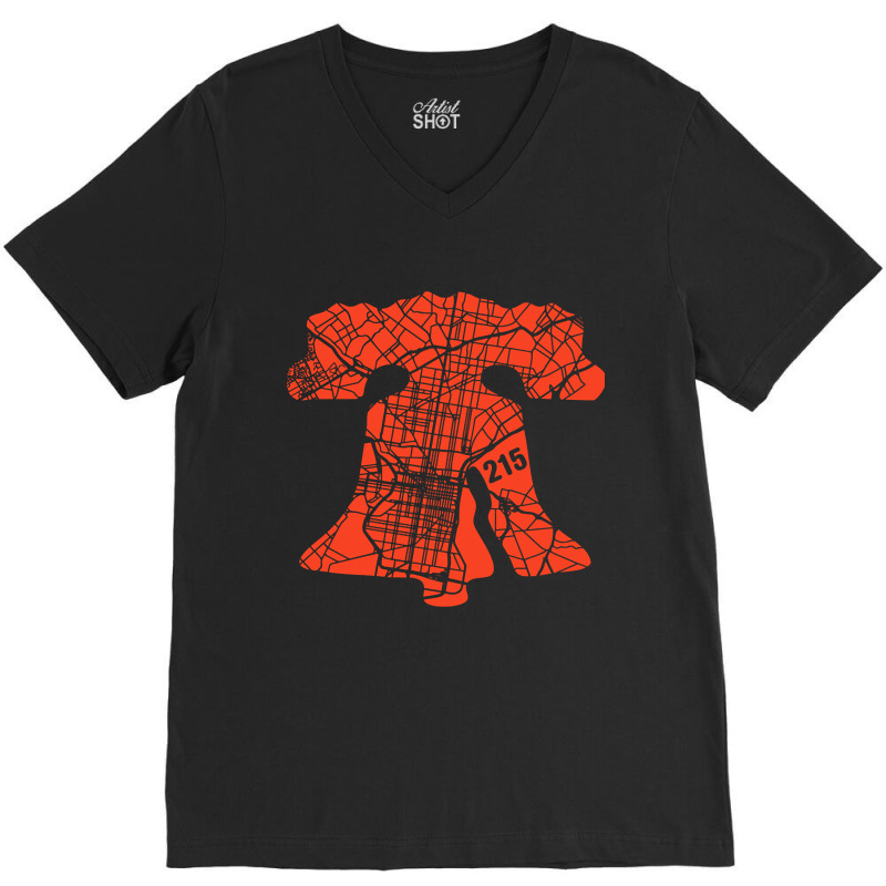 Philadelphia City 215 Liberty Bell Love Philly Fan Favorite Orange V-neck Tee | Artistshot