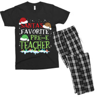 V1 Xmas Santa's Favorite Pre- K Teacher Funny Christmas Gift Men's T-shirt Pajama Set | Artistshot