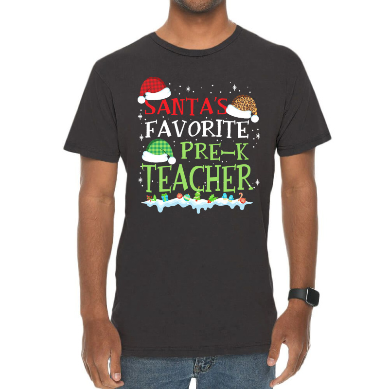 V1 Xmas Santa's Favorite Pre- K Teacher Funny Christmas Gift Vintage T-shirt | Artistshot